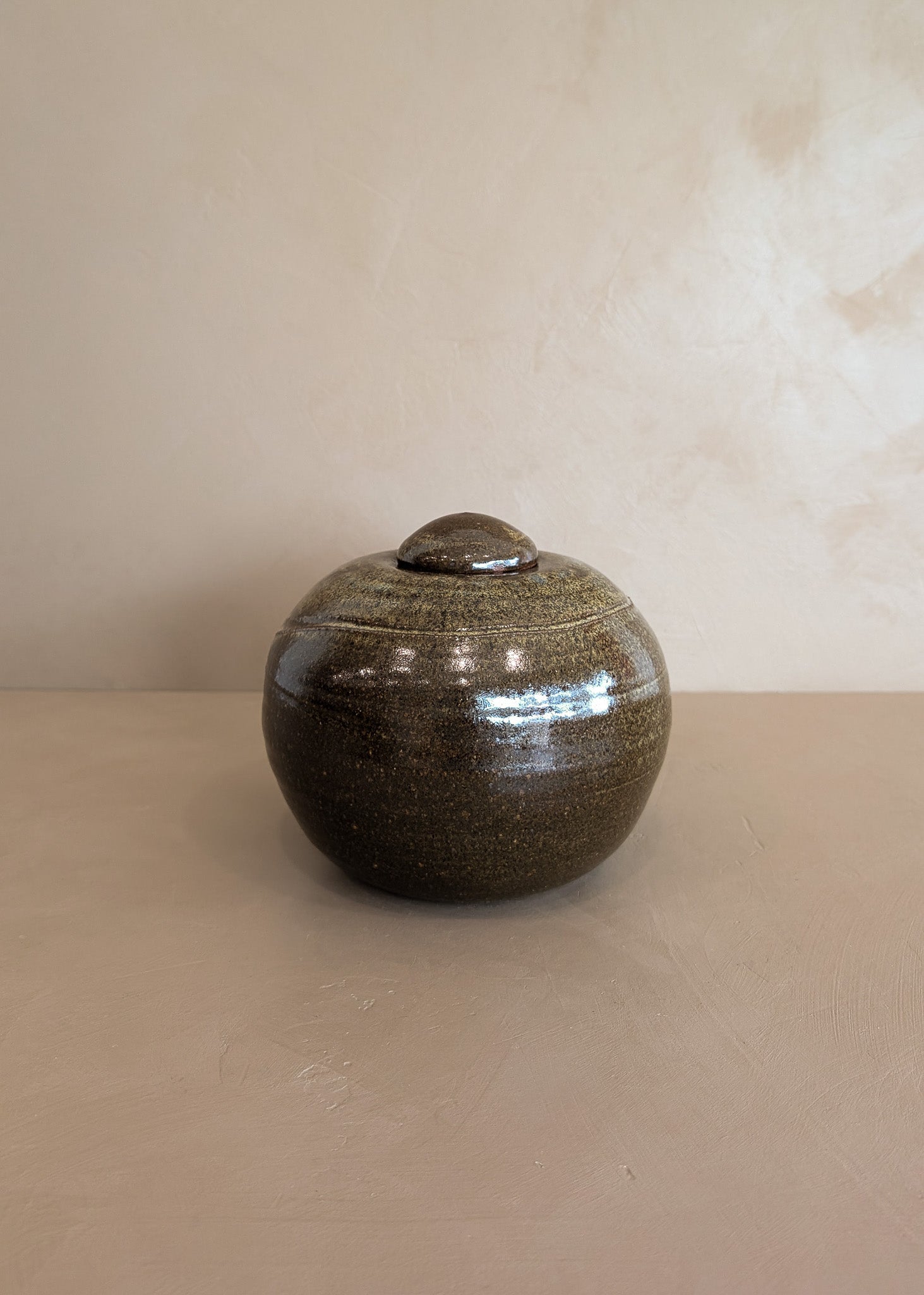 Dark Brown Chunky Lidded Studio Pottery Vessel