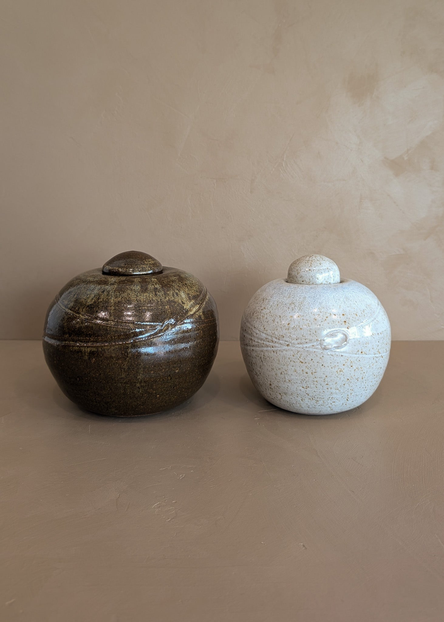 Speckled Cream Studio Pottery Chunky Lidded Vessel