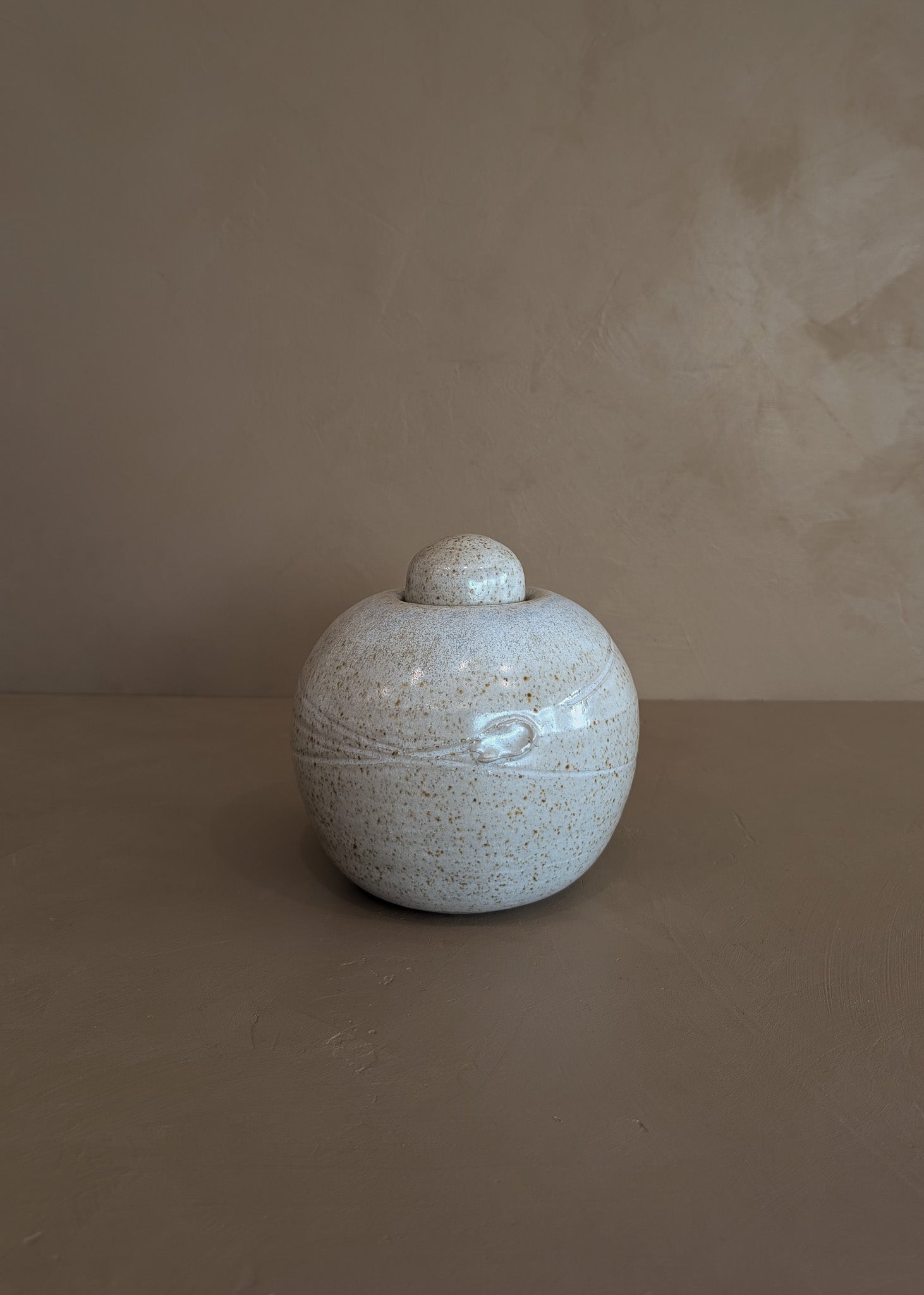 Speckled Cream Studio Pottery Chunky Lidded Vessel