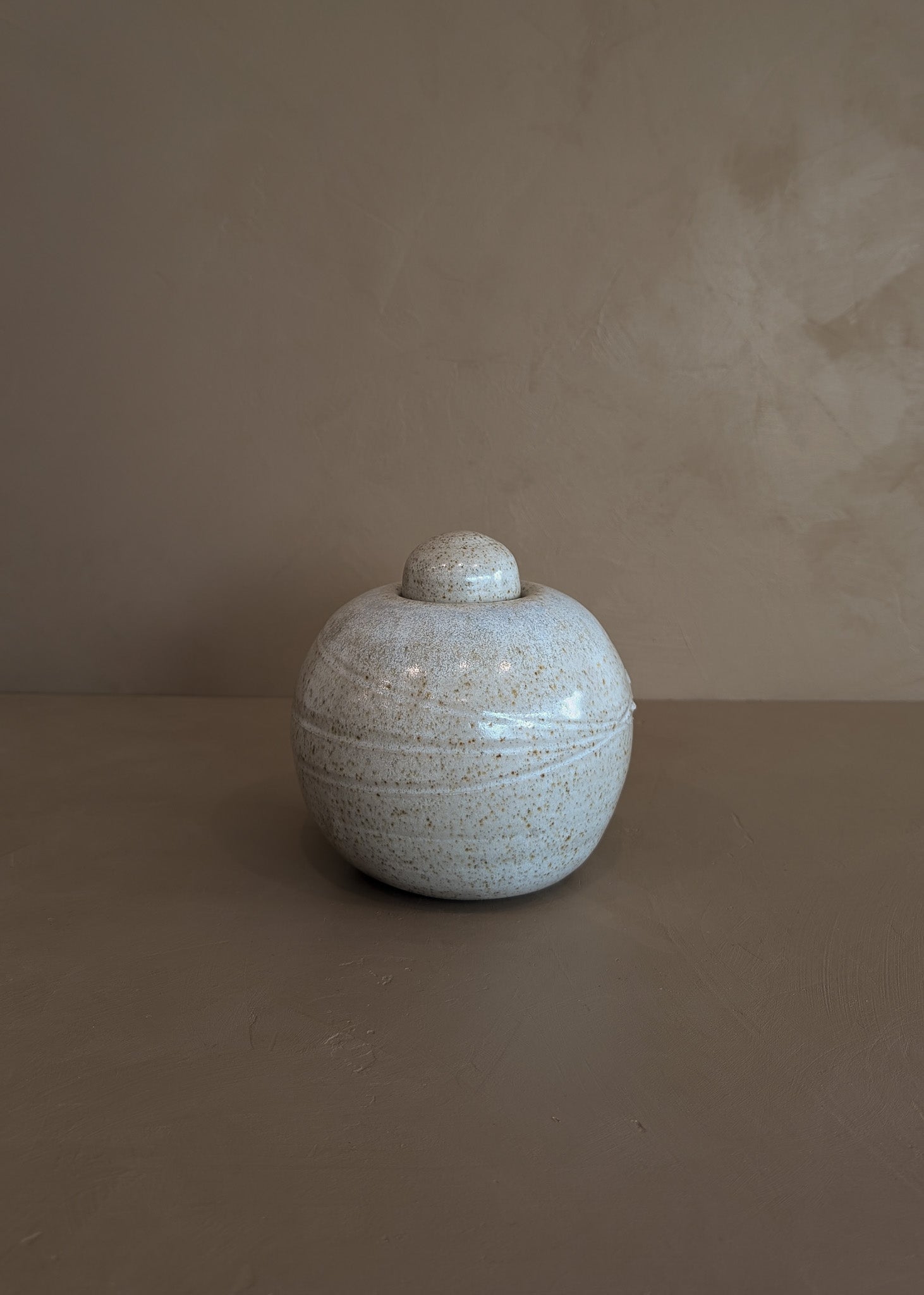 Speckled Cream Studio Pottery Chunky Lidded Vessel