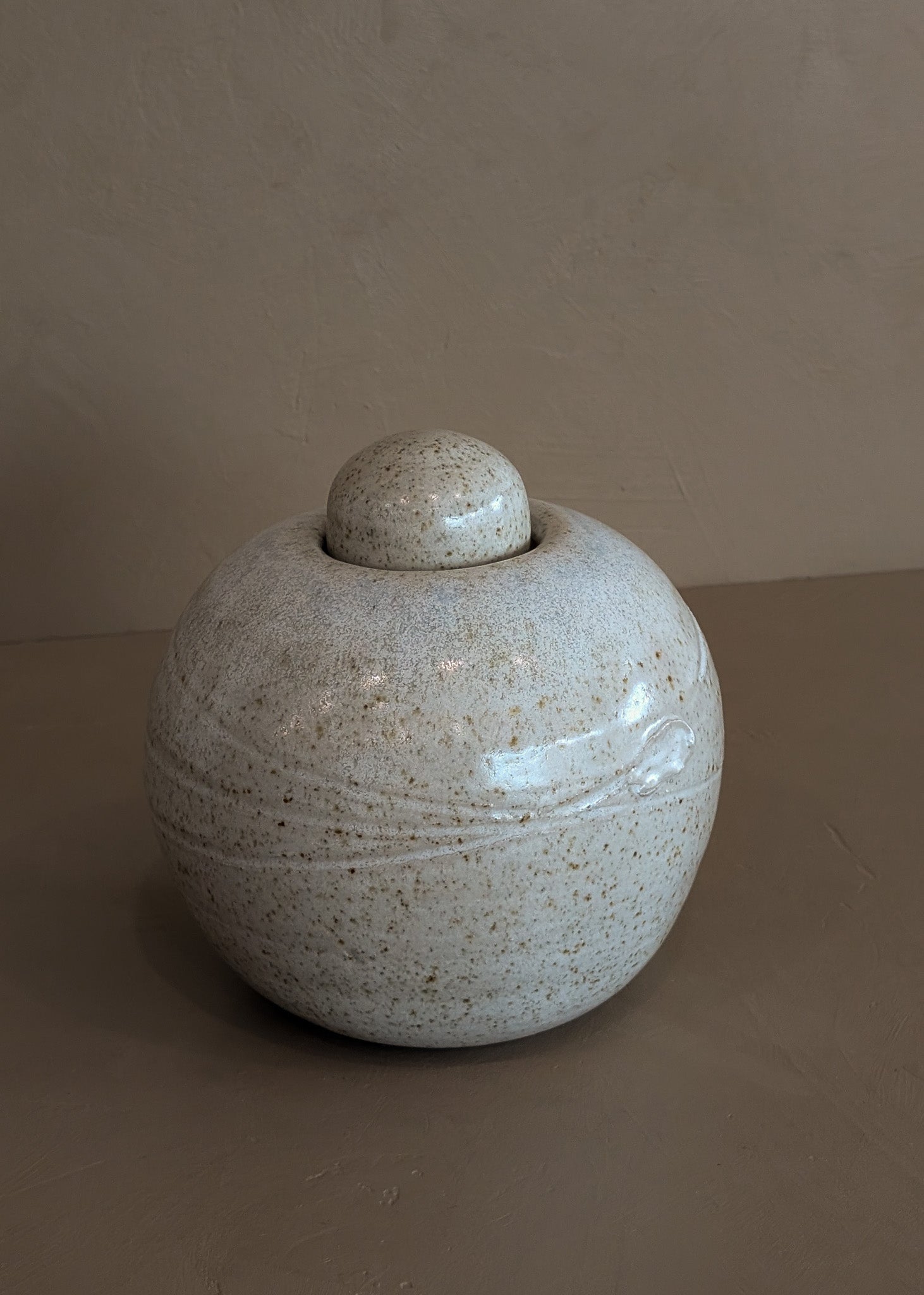 Speckled Cream Studio Pottery Chunky Lidded Vessel