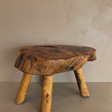 Large Vintage Live Edge Wooden Stool