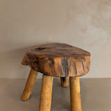 Large Vintage Live Edge Wooden Stool