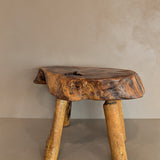 Large Vintage Live Edge Wooden Stool