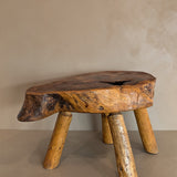 Large Vintage Live Edge Wooden Stool