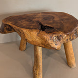 Large Vintage Live Edge Wooden Stool