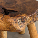 Large Vintage Live Edge Wooden Stool