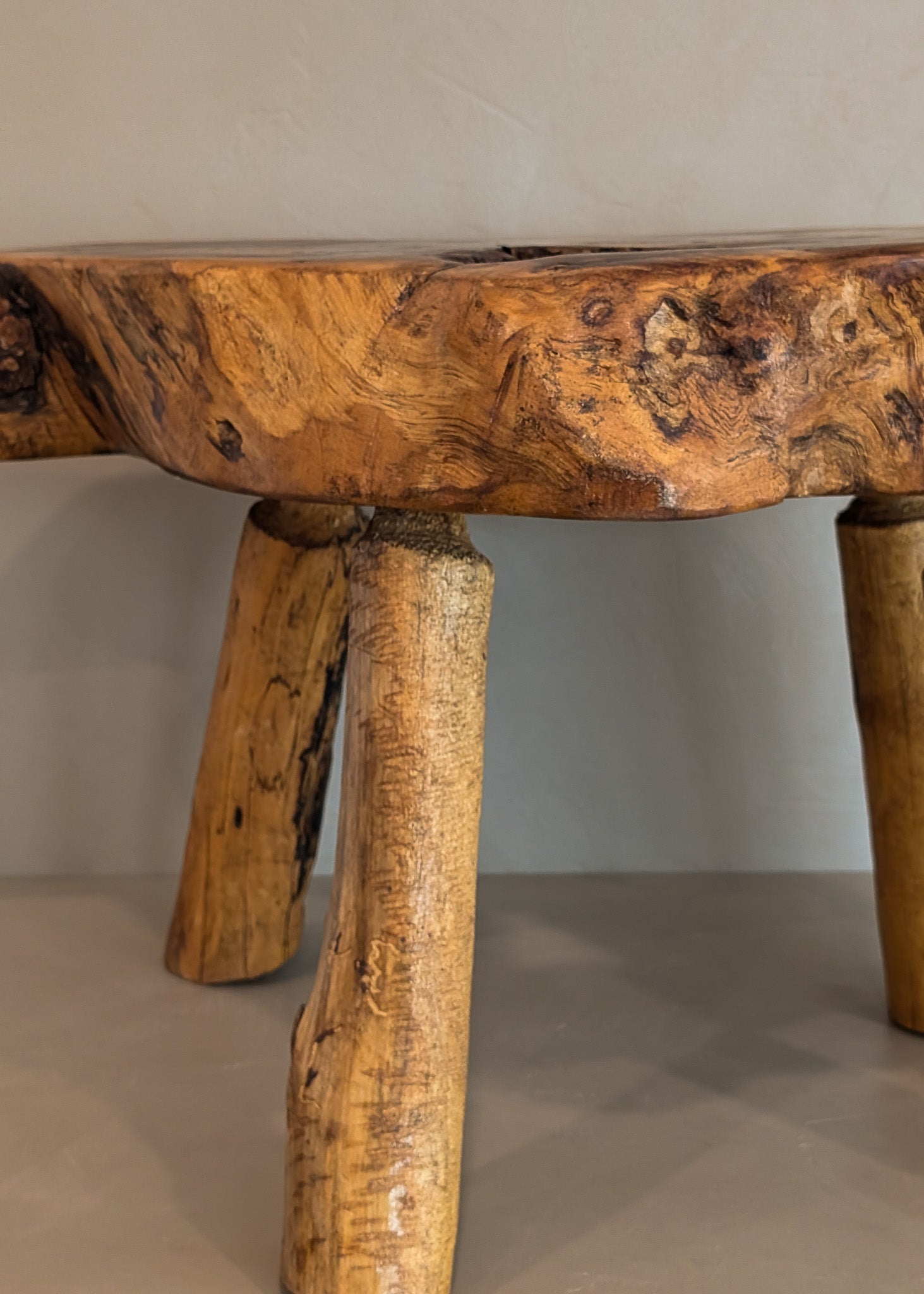 Large Vintage Live Edge Wooden Stool