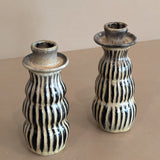 Pair of Studio Pottery Striped Candlesticks