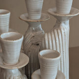 Speckled Creamy White Glazed Studio Pottery Candelabra