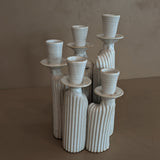 Speckled Creamy White Glazed Studio Pottery Candelabra