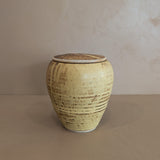 Textured Neutral Flat Lidded Studio Pottery Vase