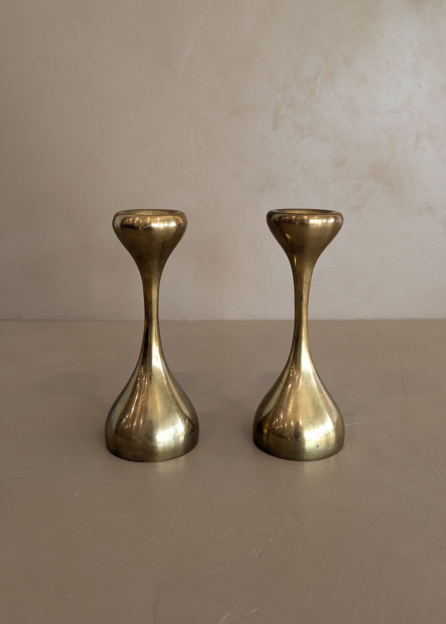 Pair of Midcentury Swedish Brass Candleholders