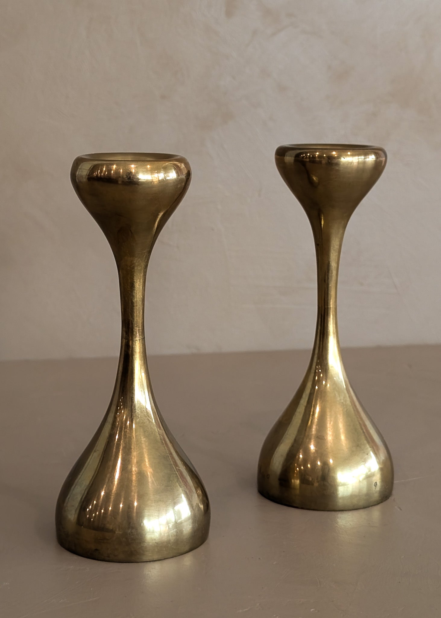 Pair of Midcentury Swedish Brass Candleholders