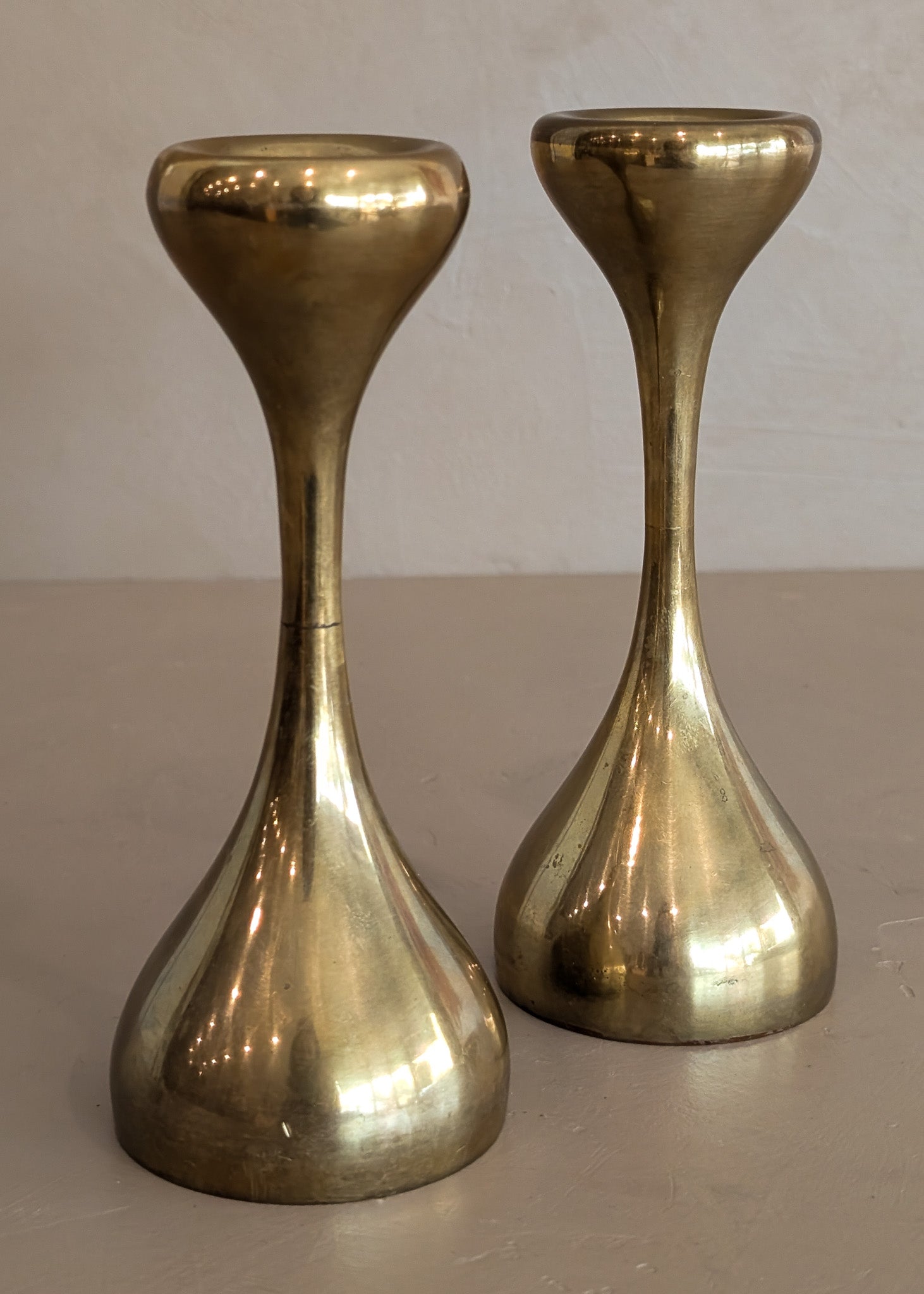 Pair of Midcentury Swedish Brass Candleholders