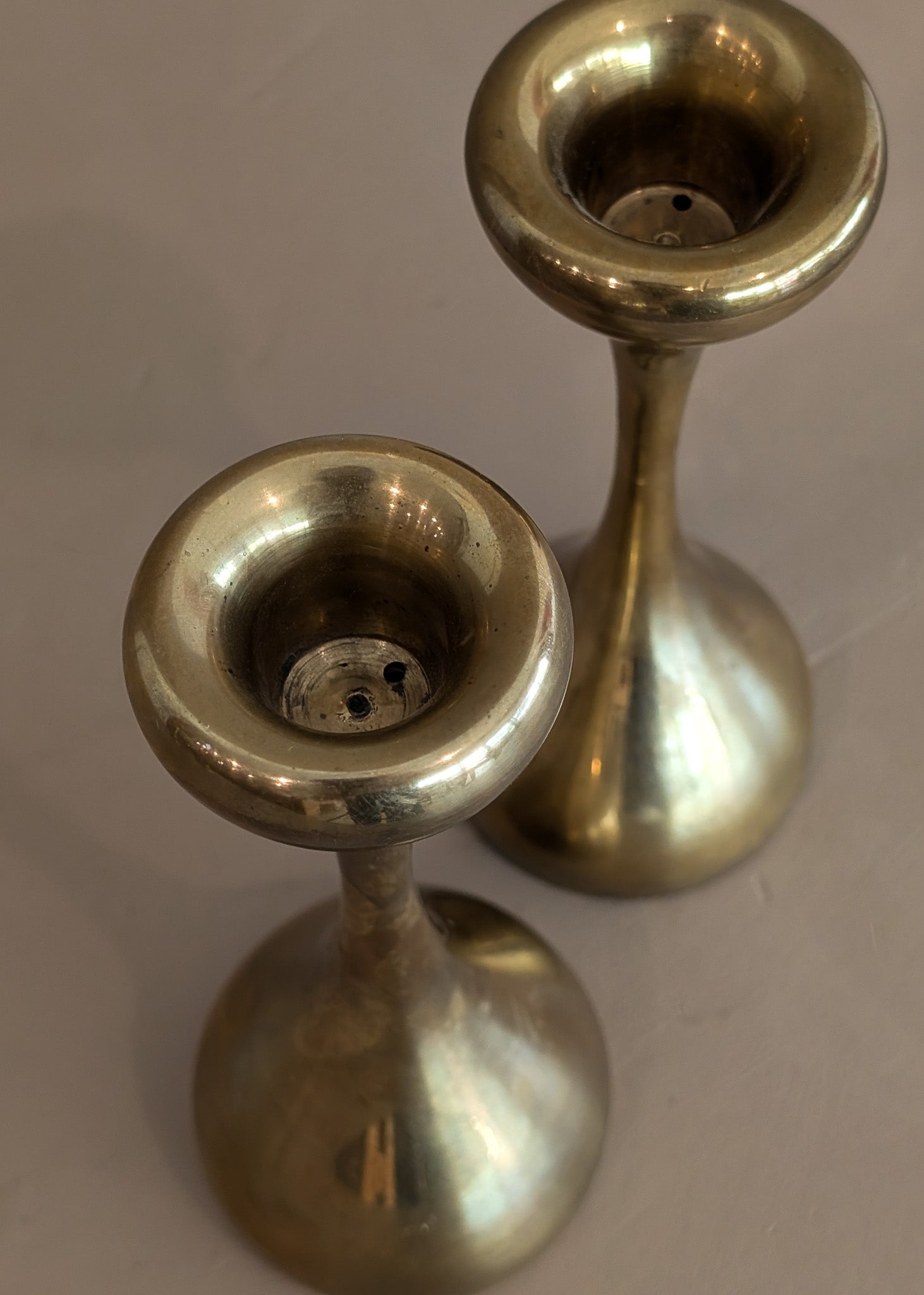 Pair of Midcentury Swedish Brass Candleholders