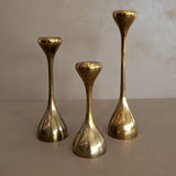 Trio of Midcentury Swedish Brass Candleholders