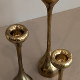 Trio of Midcentury Swedish Brass Candleholders