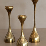 Trio of Midcentury Swedish Brass Candleholders