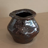 Organic Brown Glaze Signed Studio Pottery Vase