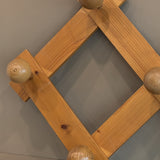 Vintage Charlotte Perriand-Style Chunky Pine Ball Knob Expandable Coat/Hat Rack