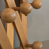 Vintage Charlotte Perriand-Style Chunky Pine Ball Knob Expandable Coat/Hat Rack