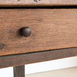 Antique Late 1700s to Mid 1800s Dark Wooden Walnut French Farm House Table with Drawers