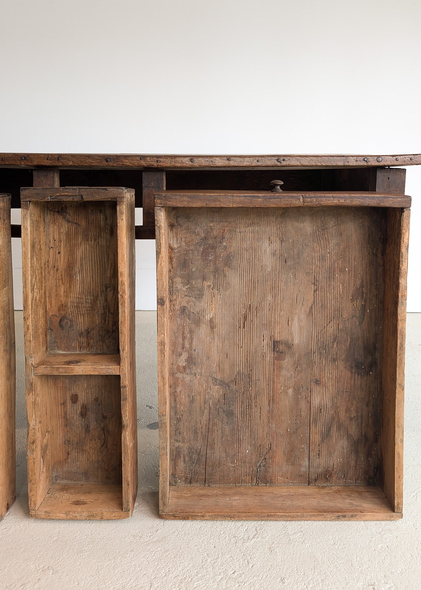 Antique Late 1700s to Mid 1800s Dark Wooden Walnut French Farm House Table with Drawers