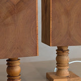 Pair of Petite Vintage Handcrafted Swedish Pine Lamps with Pine Lampshades