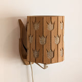 Vintage Swedish Pine and String Wall Sconce with Tulip Cutouts