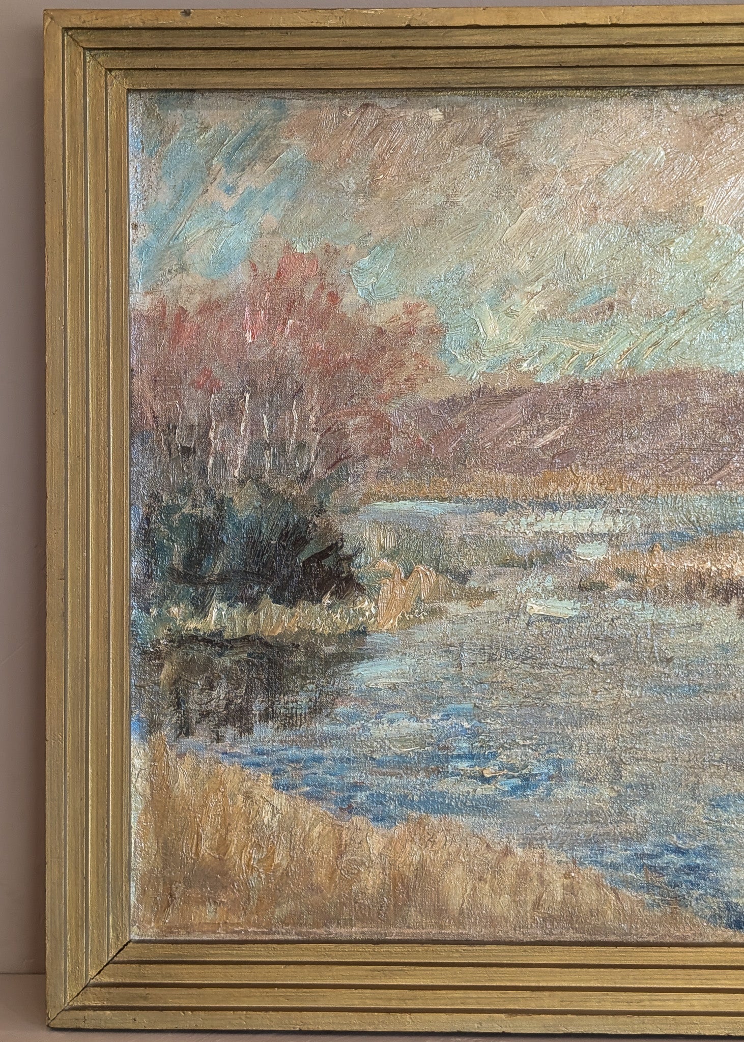 Signed and Framed 1935 Danish Impressionist Landscape Oil Painting