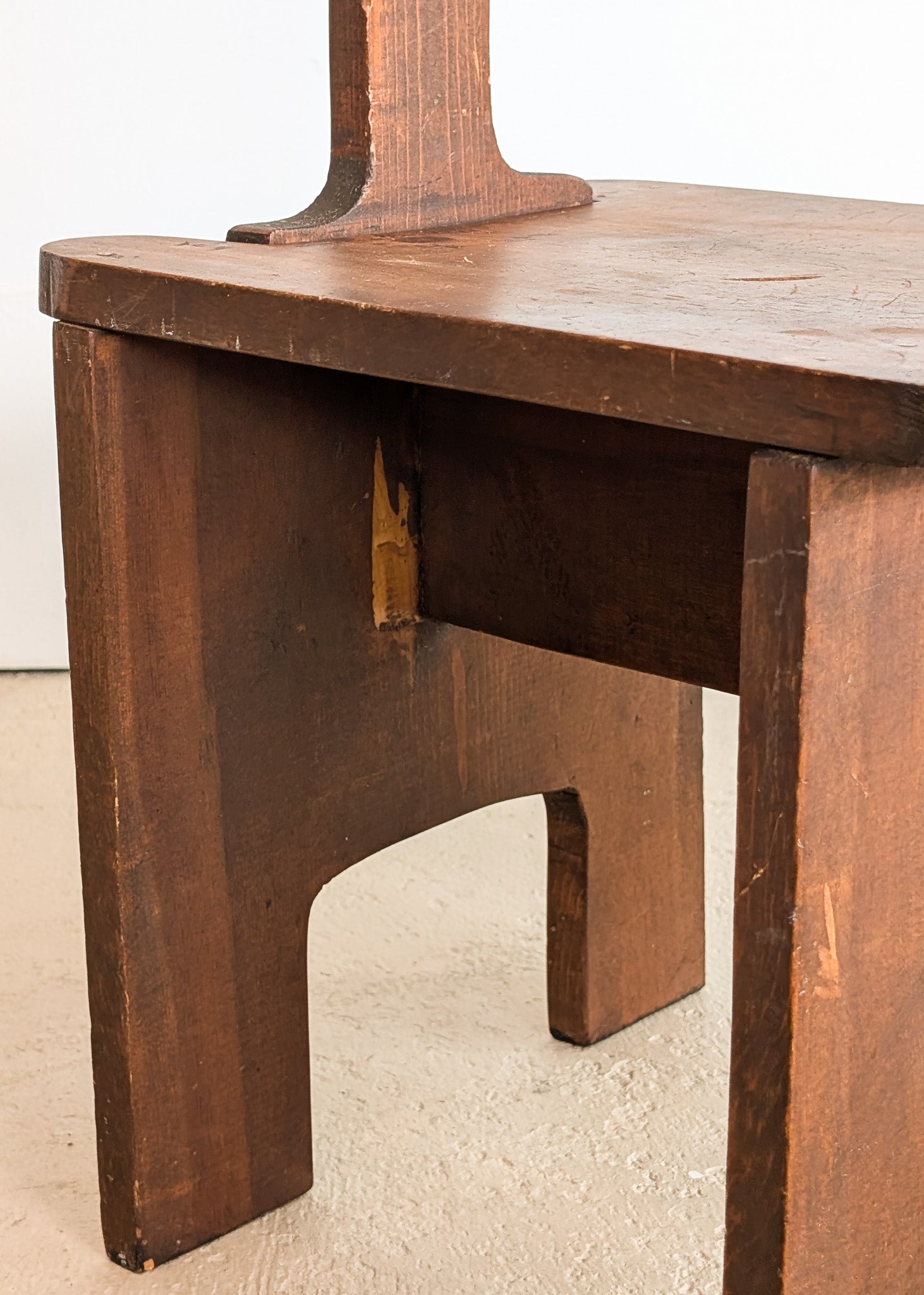 Vintage Handmade  Brutalist Pine Step Stool/Chair with Unique Back