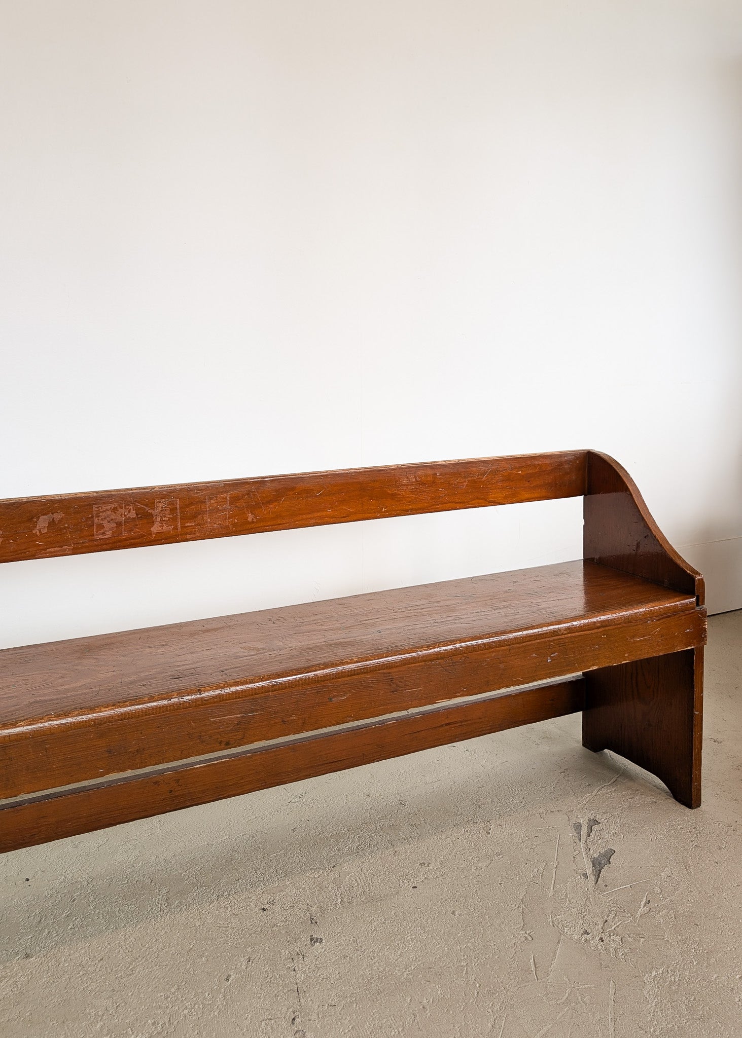 Long Vintage Primitive-Style Wooden School Bench