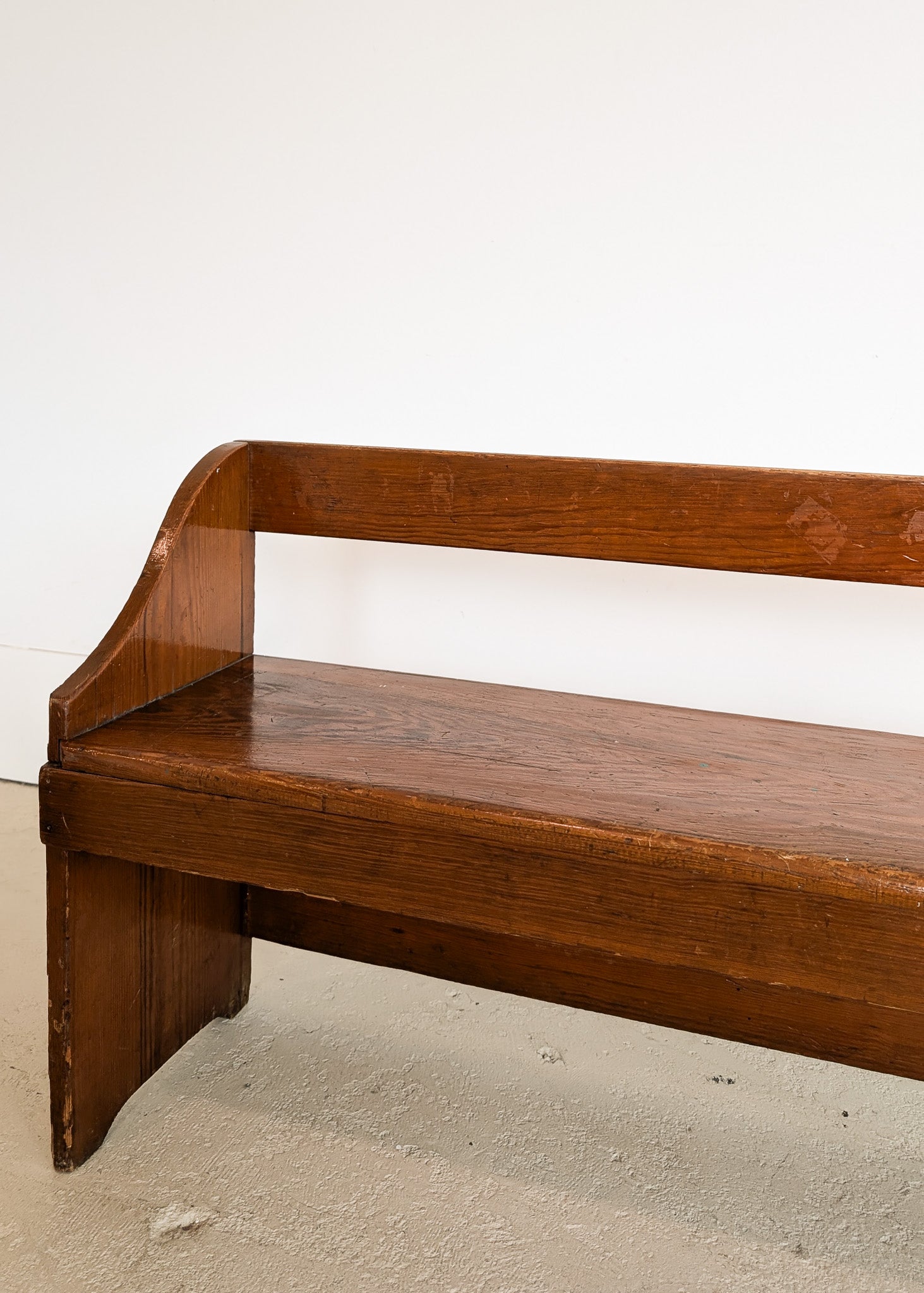 Long Vintage Primitive-Style Wooden School Bench