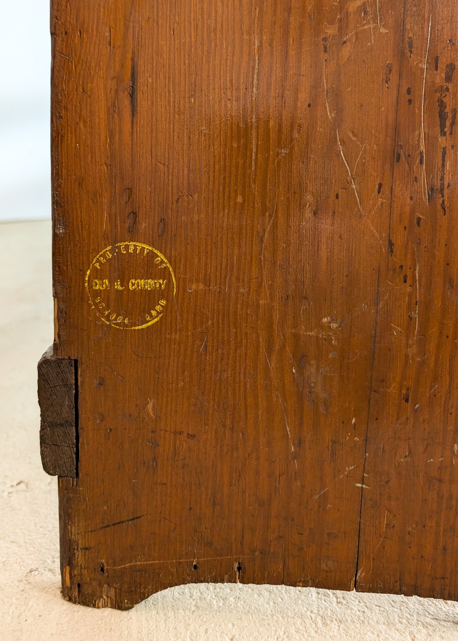 Long Vintage Primitive-Style Wooden School Bench