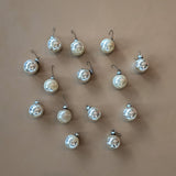 Set of 14 Vintage Miniature Silver Glass Christmas Ornaments