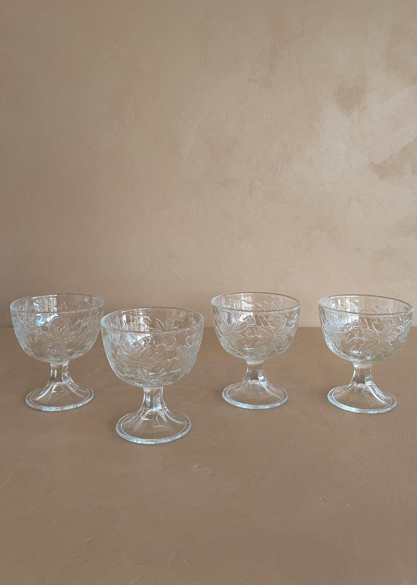 Set of 4 Vintage Floral Footed Dessert Bowls