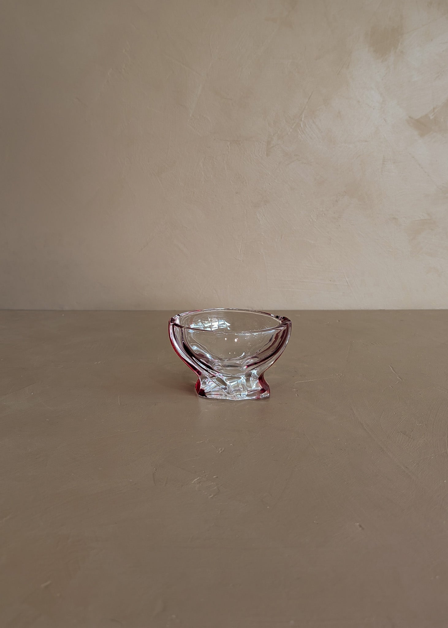 Vintage Clear and Red Glass Candy Dish