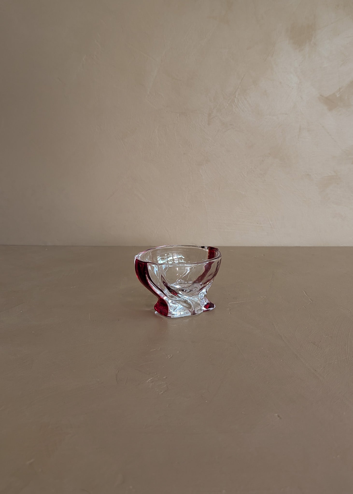 Vintage Clear and Red Glass Candy Dish