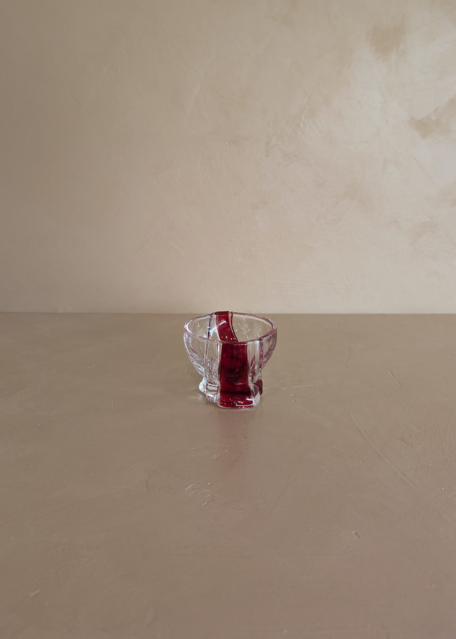 Vintage Clear and Red Glass Candy Dish