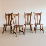 Set of 4 Vintage 1970s De Puydt-Attributed Belgian Oak Dining Chairs