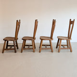 Set of 4 Vintage 1970s De Puydt-Attributed Belgian Oak Dining Chairs