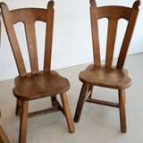 Set of 4 Vintage 1970s De Puydt-Attributed Belgian Oak Dining Chairs