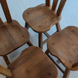 Set of 4 Vintage 1970s De Puydt-Attributed Belgian Oak Dining Chairs