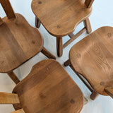 Set of 4 Vintage 1970s De Puydt-Attributed Belgian Oak Dining Chairs