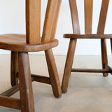 Set of 4 Vintage 1970s De Puydt-Attributed Belgian Oak Dining Chairs