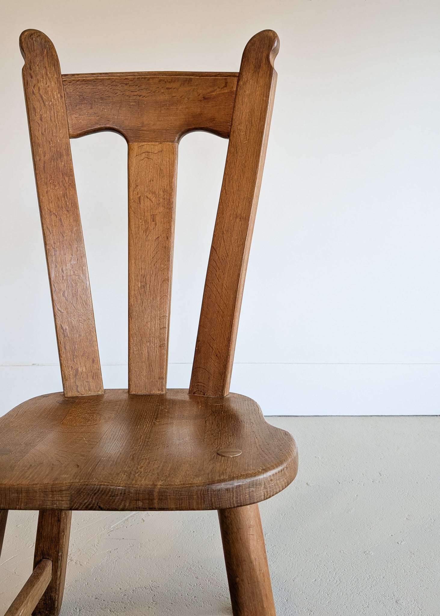 Set of 4 Vintage 1970s De Puydt-Attributed Belgian Oak Dining Chairs