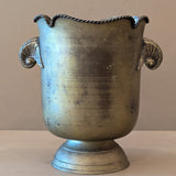 Vintage Metal Champagne Bucket with Nautilus Shell Motif Handles