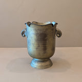 Vintage Metal Champagne Bucket with Nautilus Shell Motif Handles