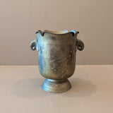 Vintage Metal Champagne Bucket with Nautilus Shell Motif Handles